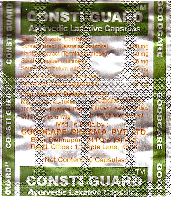 Consti Guard: Ayurvedic Laxative Capsules (Each Strips 10 Capsules)