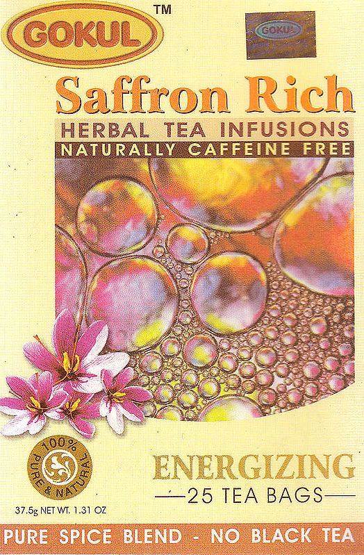 Saffron Rich Herbal Tea Infusions Naturally Caffeine Free: Energizing 25 Tea Bags
