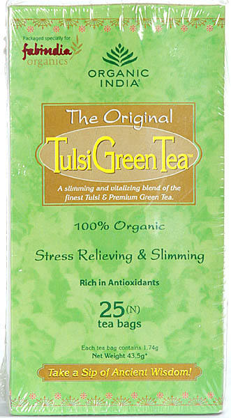 Organic India- The Original  Tulsi Green Tea (A slimming and vitalizing blend of the finest Tulsi & Premium Green Tea) 100% Organic Stress Relieving & Slimming, Rich in Antioxidants, 25 Infusion Bags