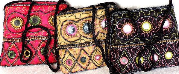 Lot of Three Small Handbags with Mirrors and Beads