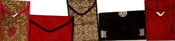 Lot of Five Banarasi Clutch Bags with Brocade Weave