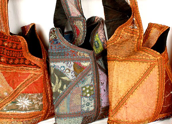 gujrati mirror work bags