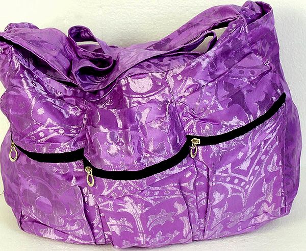 Amethyst Banarasi Handbag with Brocade Weave