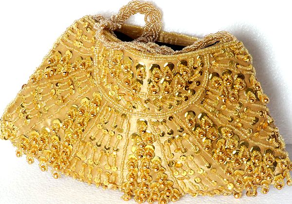 Golden Ghungroo Handbag with All-Over Sequins