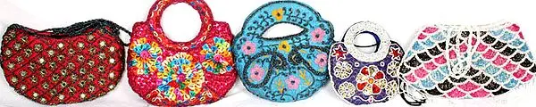 Assorted Lot of Five Beaded Handbags