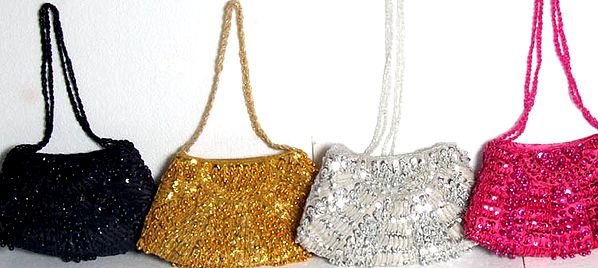 Lot of Four Ghungroo Handbags with All-Over Sequins and Beads