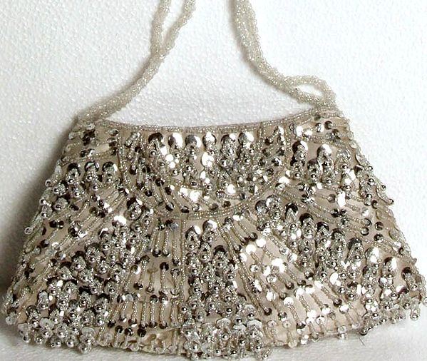 Silver Ghungroo Handbags with All-Over Sequins