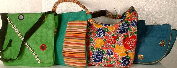 Assorted Lot of Four Jute Bags