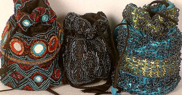Assorted Lot of Three Drawstring Bags