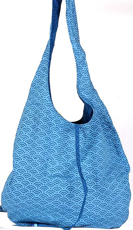 Blue Block-Printed Shoulder Bag from Ranthambore