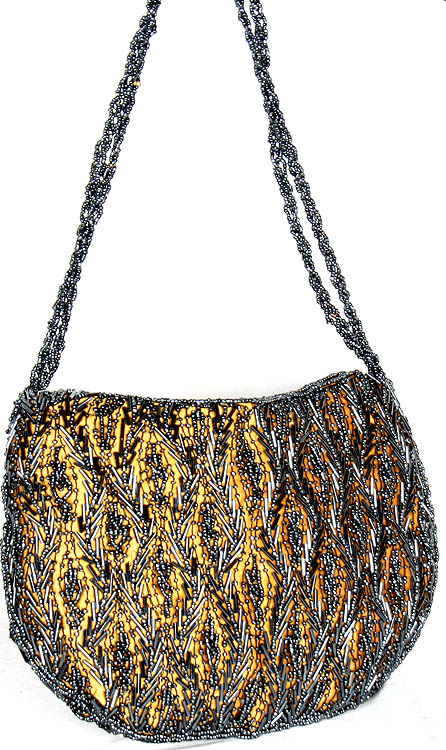 Mustard Handbags with Embroidered Beads