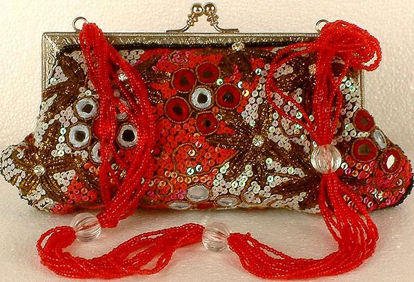 Beaded Purse with Mirrors and Sequins