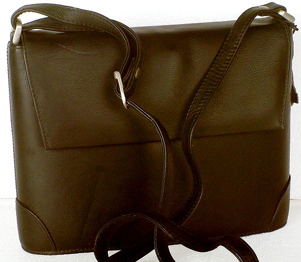 Black Leather Structured Shoulder Bag