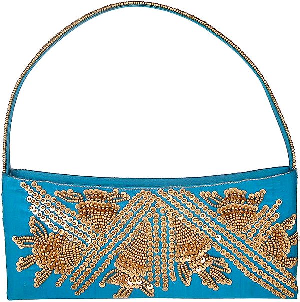 Cerulean Hand Purse with Heavy Sequins