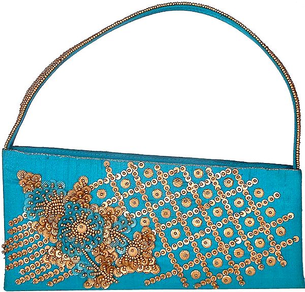 Cerulean Purse with Bead Work & Sequins