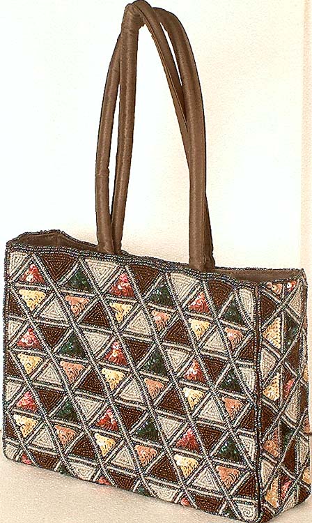 Double Handle Bag with All-Over Beads and Sequins