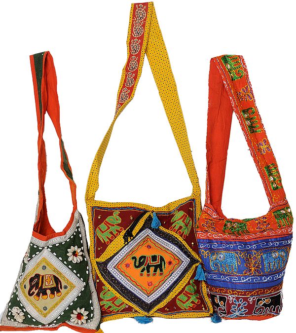 Lot of Three Assorted Bags with Elephant Motifs