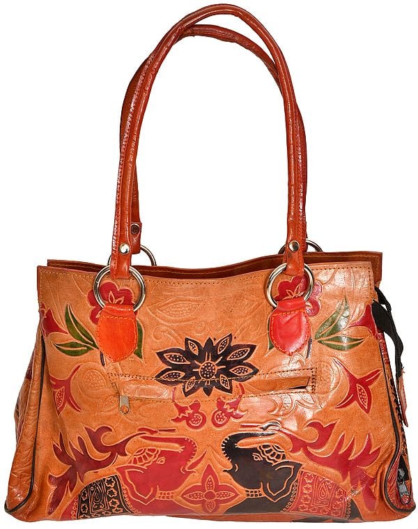 Elephant Shantiniketan Handbag from Kolkata | Exotic India Art