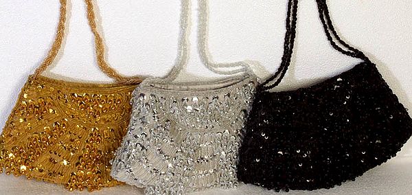 Lot of Three Ghungroo Handbags with All-Over Sequins