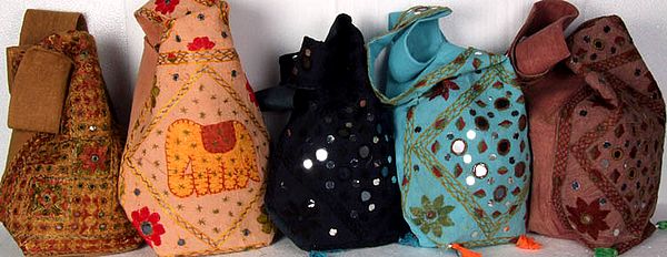 Lot of Five Handbags with Large Sequins and Mirrors