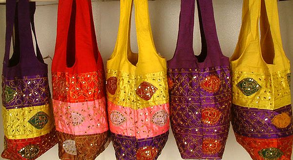 Lot of Five Bags with Embroidery and Sequins