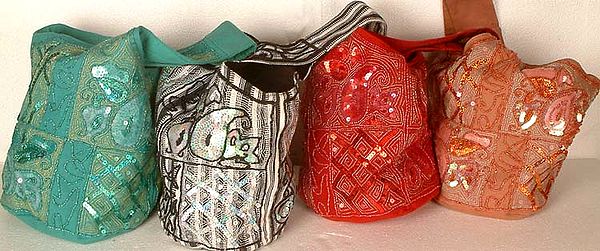Lot of Five Four Shoulder Bags with Sequins and Beads