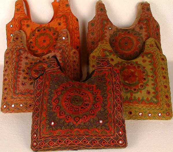 Lot of Five Gujrati Bags with Mirrors