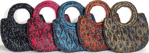 Lot of Five Handbags with All-Over Beadwork