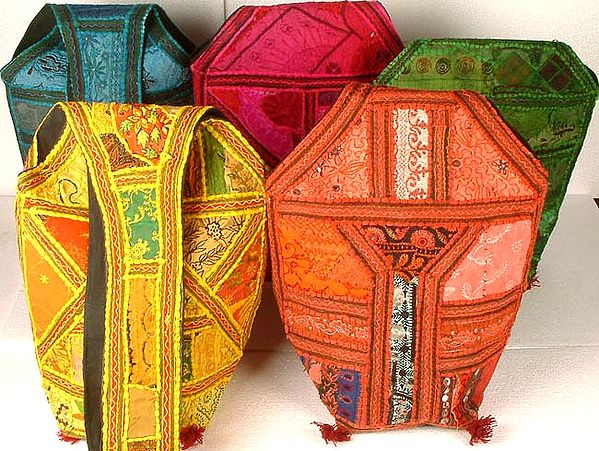 Lot of Five Jhola Bags with Threadwork