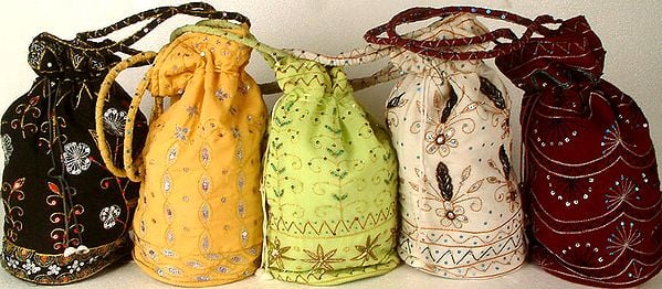 Lot of Five Potli Bags with Sequins
