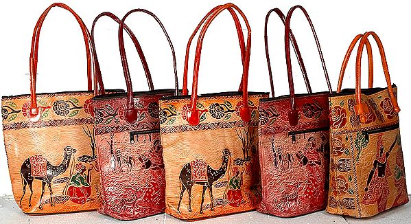 Lot of Five Shantiniketan Bags from Bengal