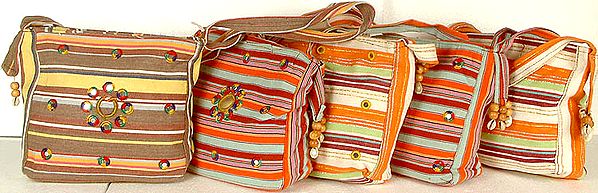 Lot of Five Shoulder Bags with Mirrors and Shells