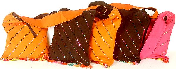 Lot of Five Shoulder Bags with Multi-Color Sequins