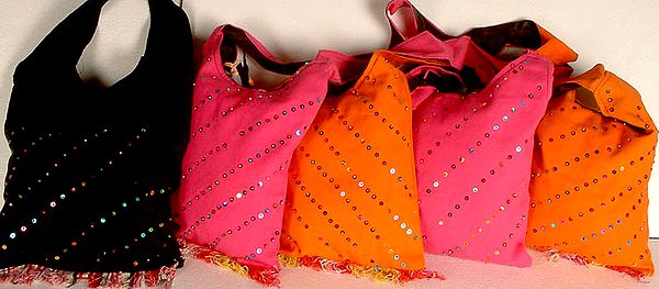Lot of Five Shoulder Bags with Multi-Color Sequins
