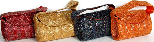 Lot of Four Densely Beaded Structured Handbags