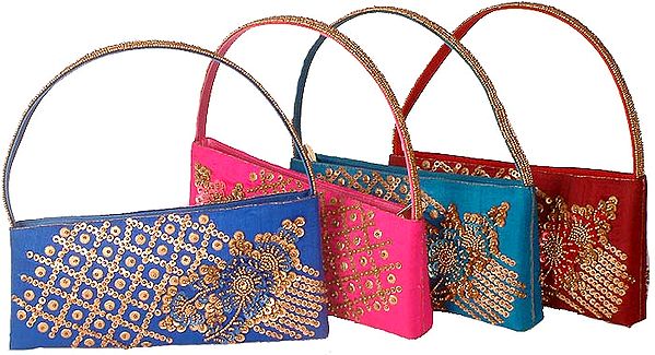 Lot of Four Handbags with Sequins and Bead Work