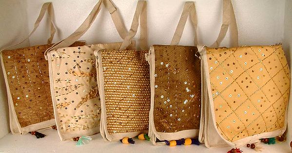 Lot of Jute Bags with Sequins and Beads