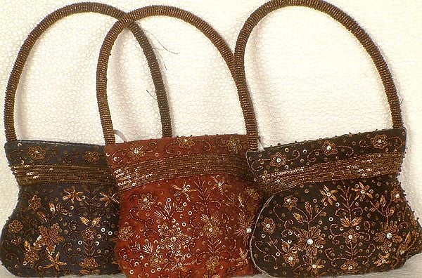 Lot of Three Beaded Zardozi Handbags