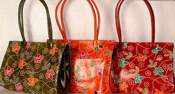 Lot of Three Floral Shantiniketan Bags