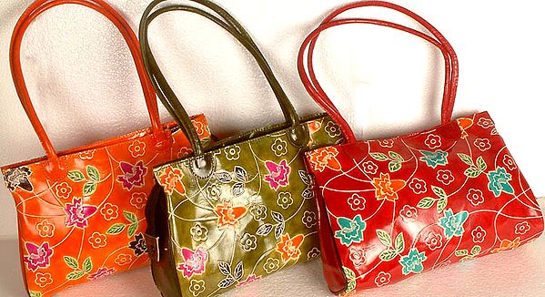Lot of Three Floral Shantiniketan Bags