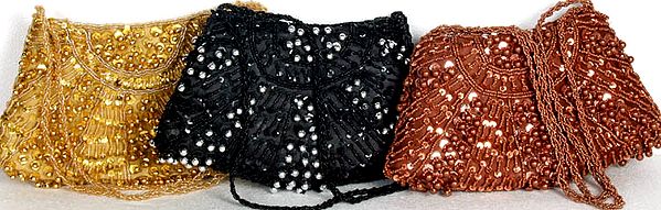 Lot of Three Ghungroo Handbags with All-Over Sequins