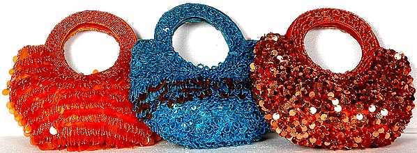 Lot of Three Handbags with Beads and Large Sequins