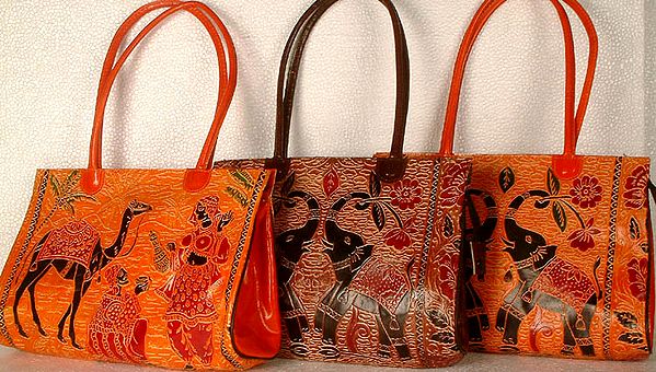 Lot of Three Shantiniketan Bags with Wildlife Motifs