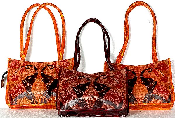 Lot of Three Shantiniketan Elephant Handbags
