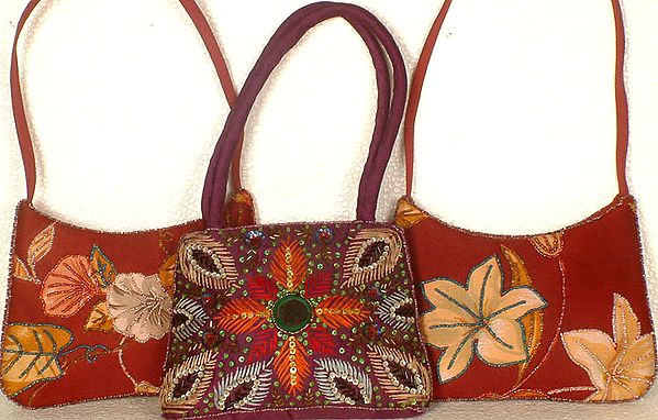 Lot of Three Structured Handbags with Sequins