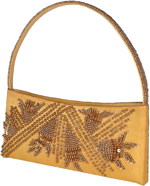 Olive Green Hand Purse with Heavy Sequins & Bead Work