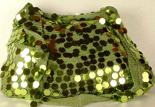 Olive Green Jhola Bag with Large Sequins