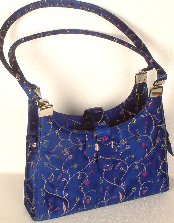 Royal Blue Banarasi Brocaded Handbag