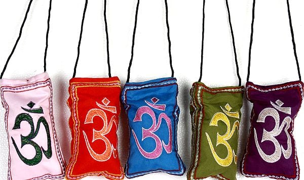 Lot of Five Embroidered Om Mobile Bags
