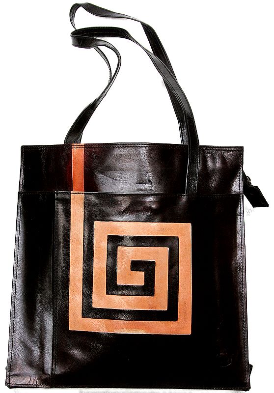 Coffee Shantiniketan Shopper Bag with Square Spiral
